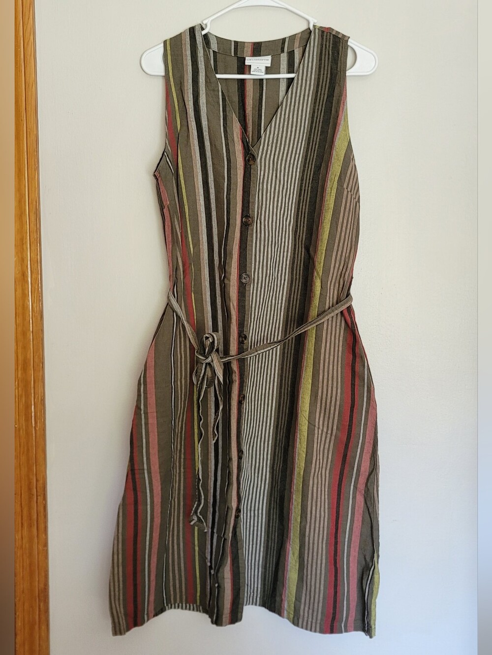 Liz Claiborne Olive, Pink & Beige Striped Midi Dress